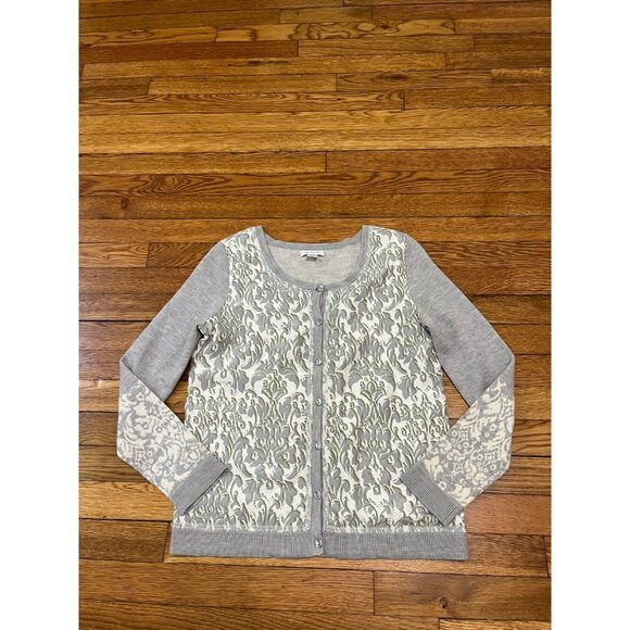 Garnet Hill Cardigan Sweater Women's Merino Wool Silk Blend Size Small Gray - Picture 1 of 4